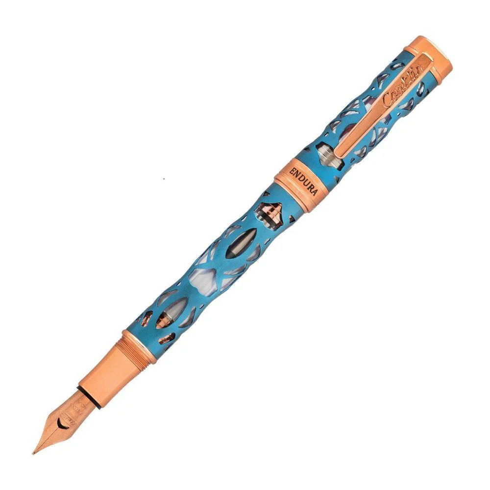 Conklin Fountain Pen - Endura Deco Crest - Demo Blue / Rosegold - Image 2