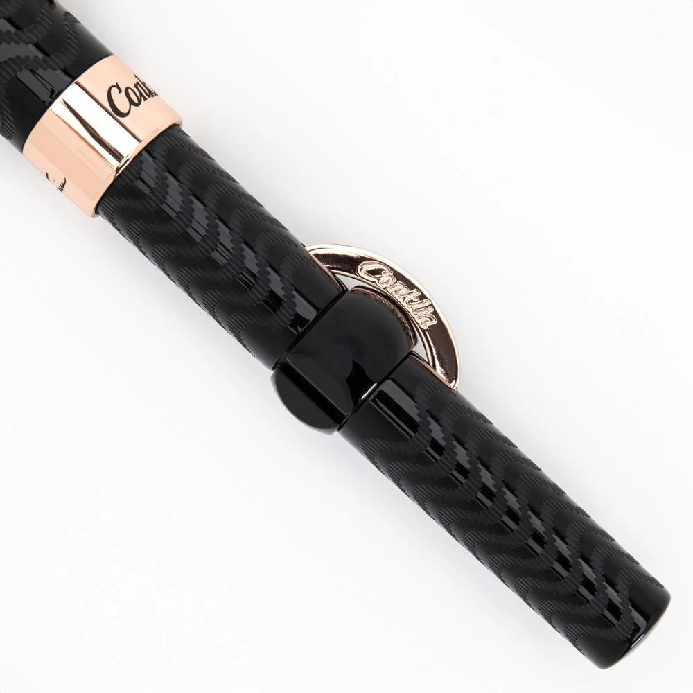 Conklin Fountain Pen - Mark Twain Crescent - Black Chase w/ Rosegold - Image 3