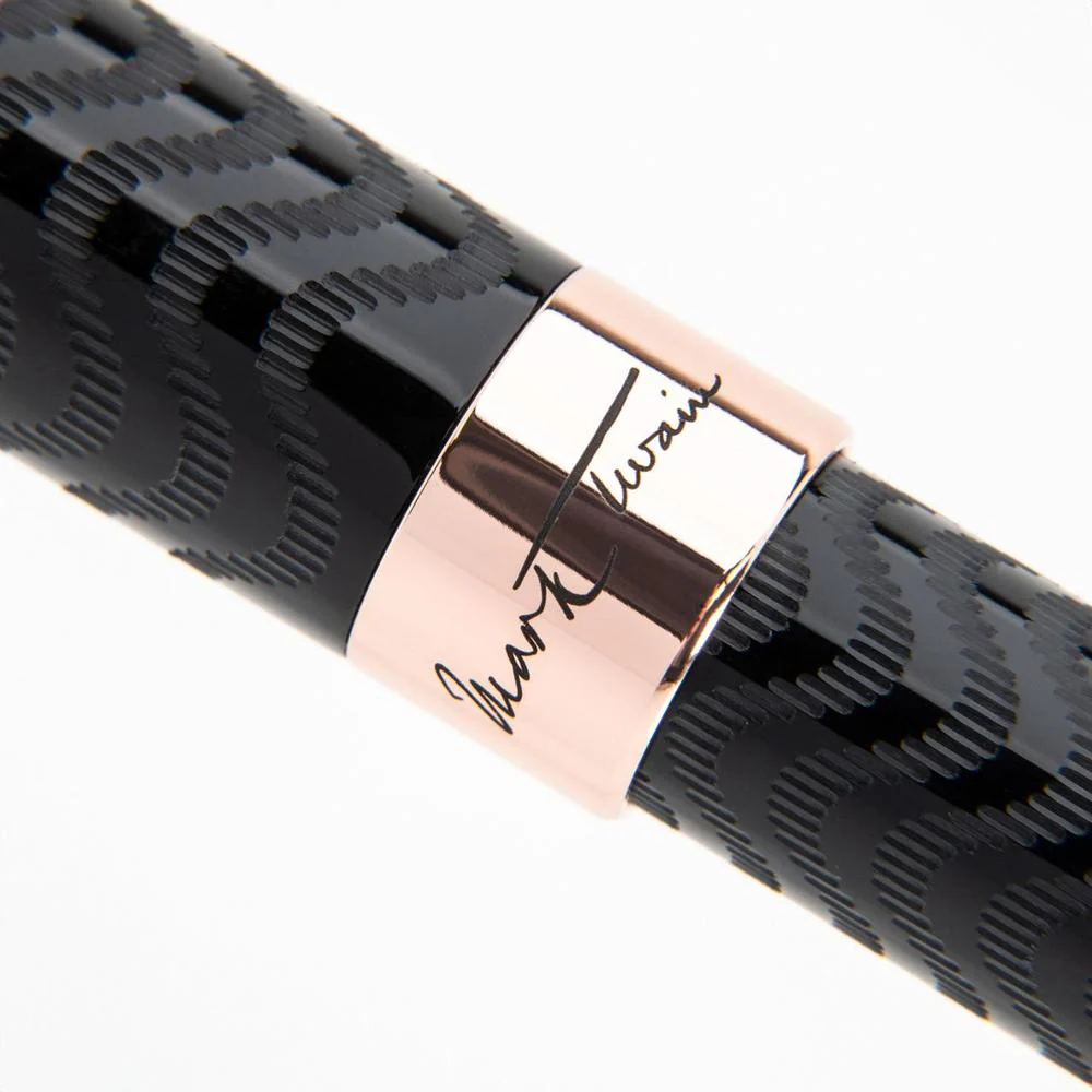 Conklin Fountain Pen - Mark Twain Crescent - Black Chase w/ Rosegold - Image 4