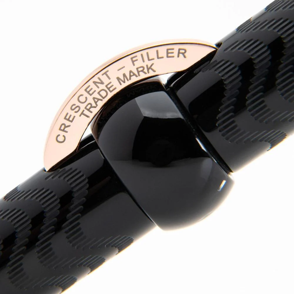 Conklin Fountain Pen - Mark Twain Crescent - Black Chase w/ Rosegold - Image 6