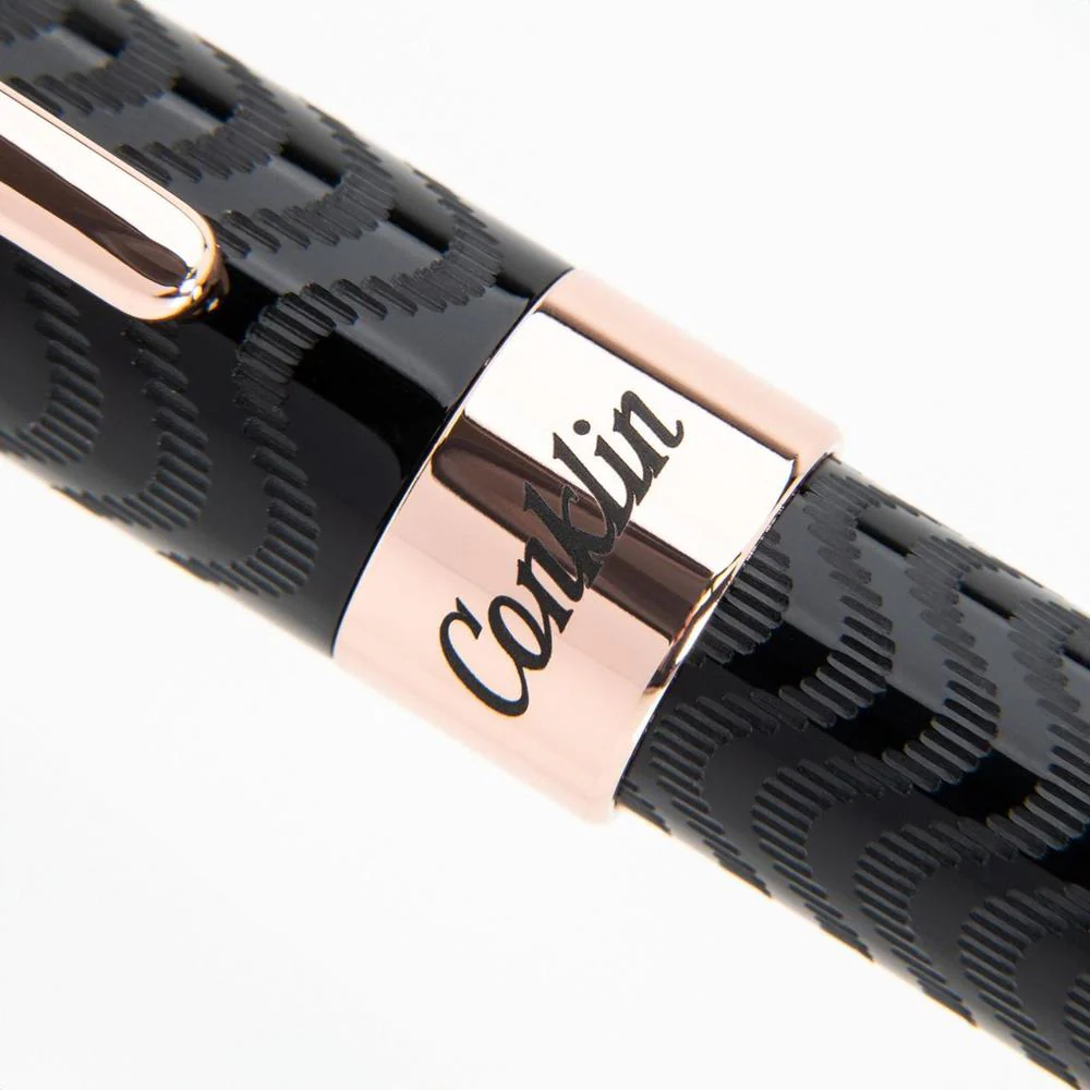 Conklin Fountain Pen - Mark Twain Crescent - Black Chase w/ Rosegold - Image 7