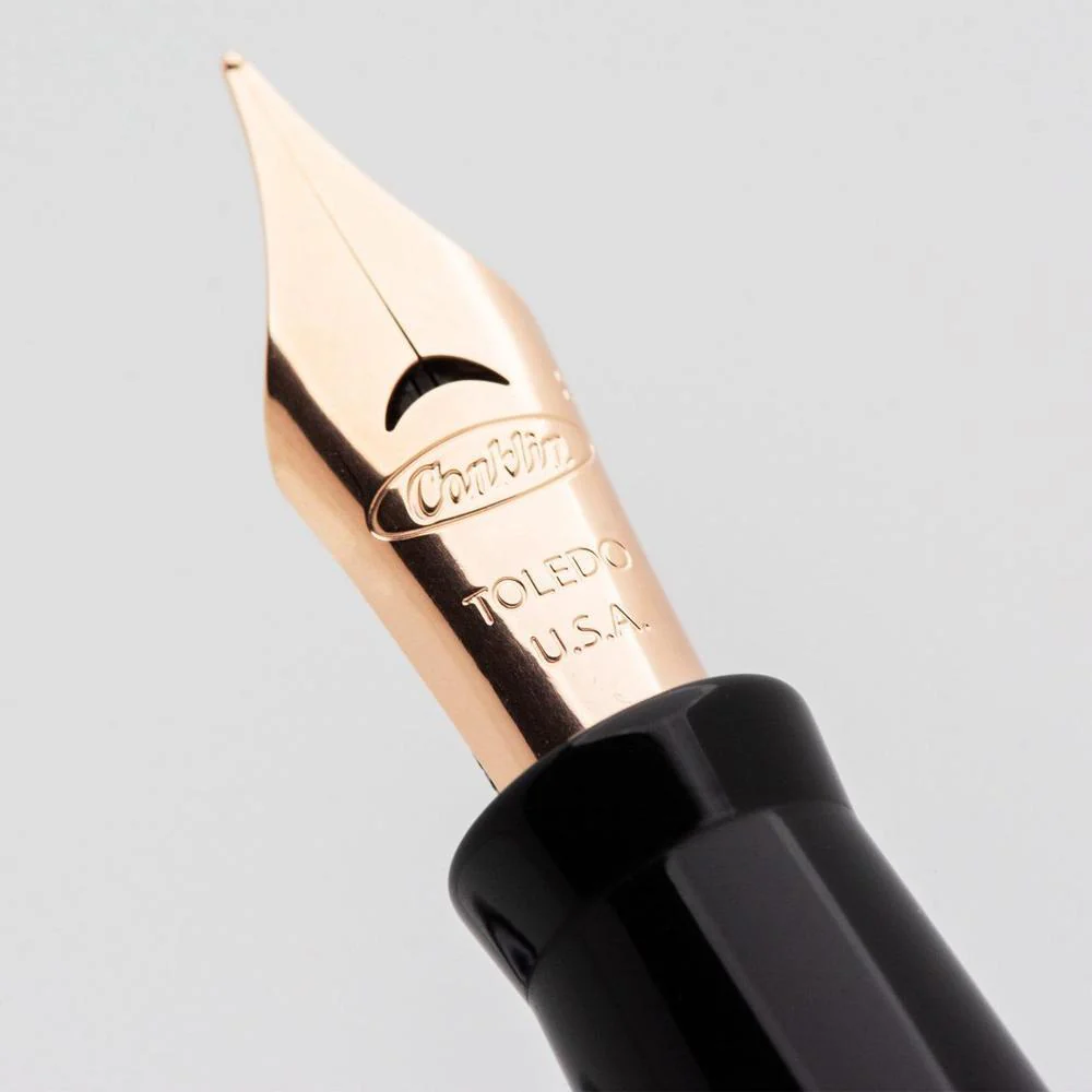 Conklin Fountain Pen - Mark Twain Crescent - Black Chase w/ Rosegold - Image 8