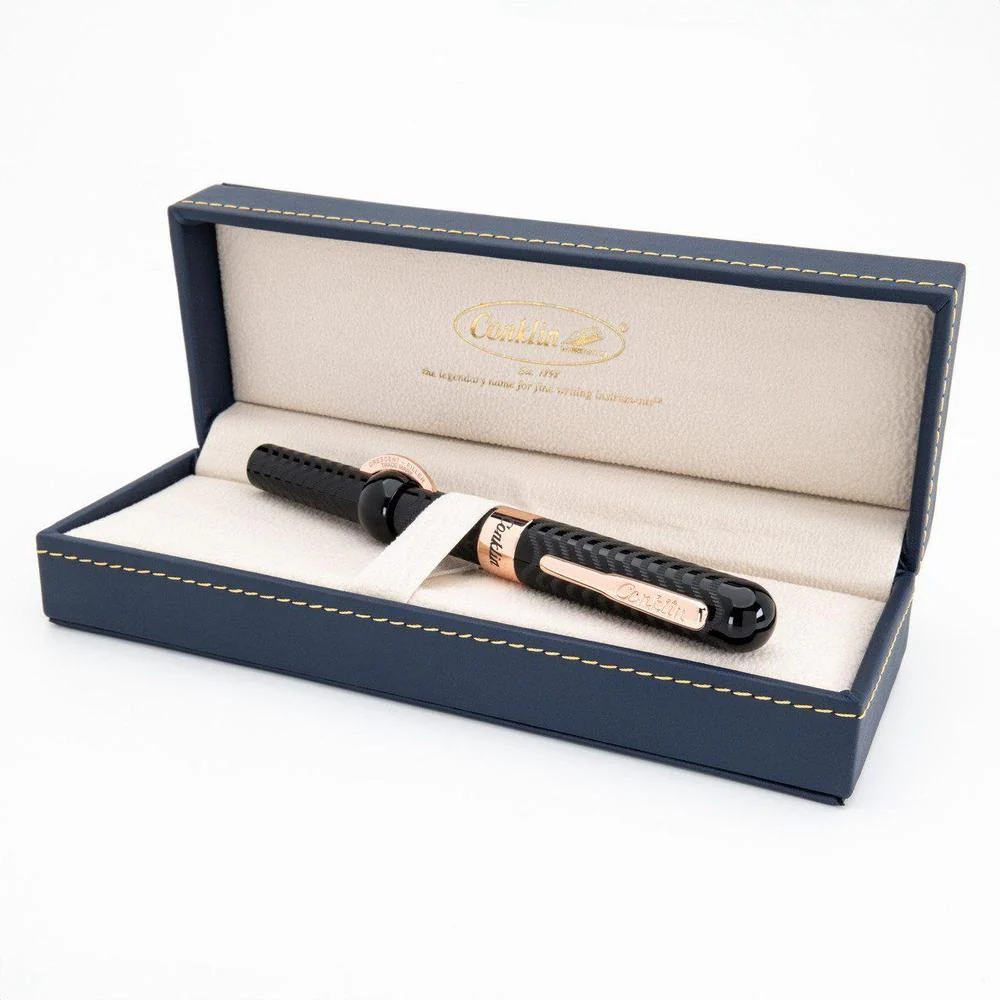 Conklin Fountain Pen - Mark Twain Crescent - Black Chase w/ Rosegold - Image 9
