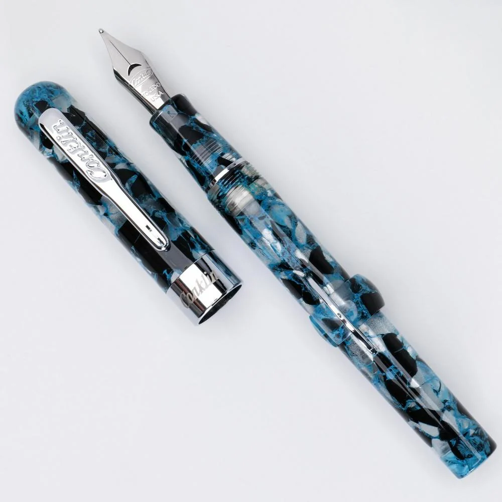 Conklin Fountain Pen - Mark Twain Crescent - Blue Array w/ Chrome - Image 2