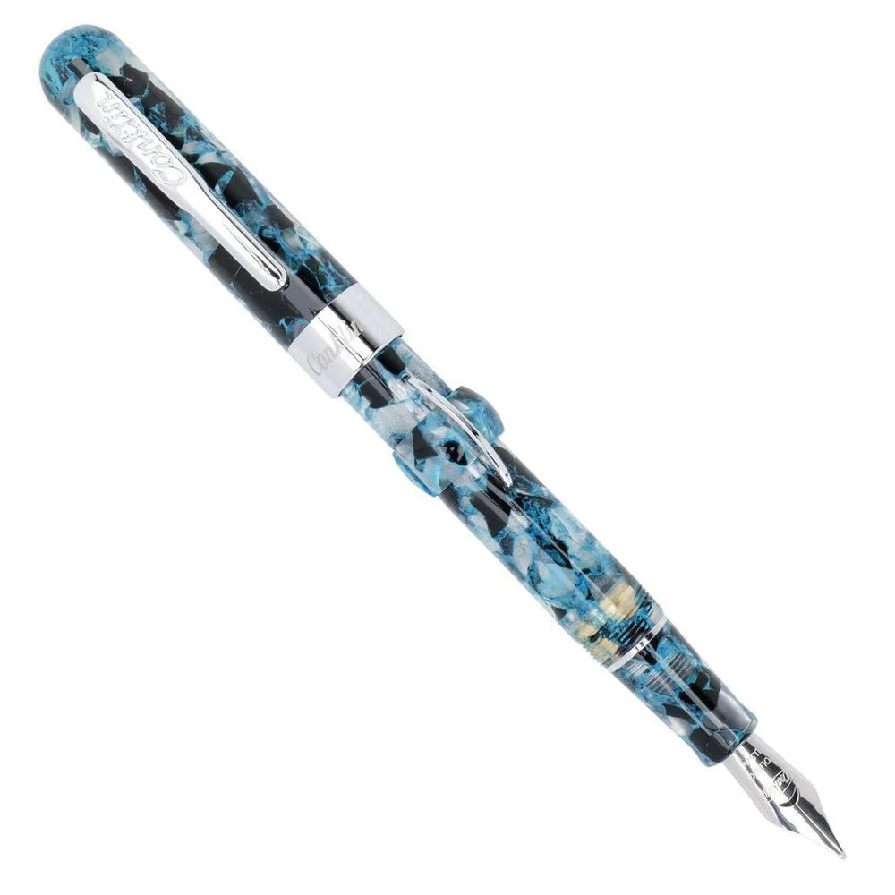 Conklin Fountain Pen - Mark Twain Crescent - Blue Array w/ Chrome - Image 4
