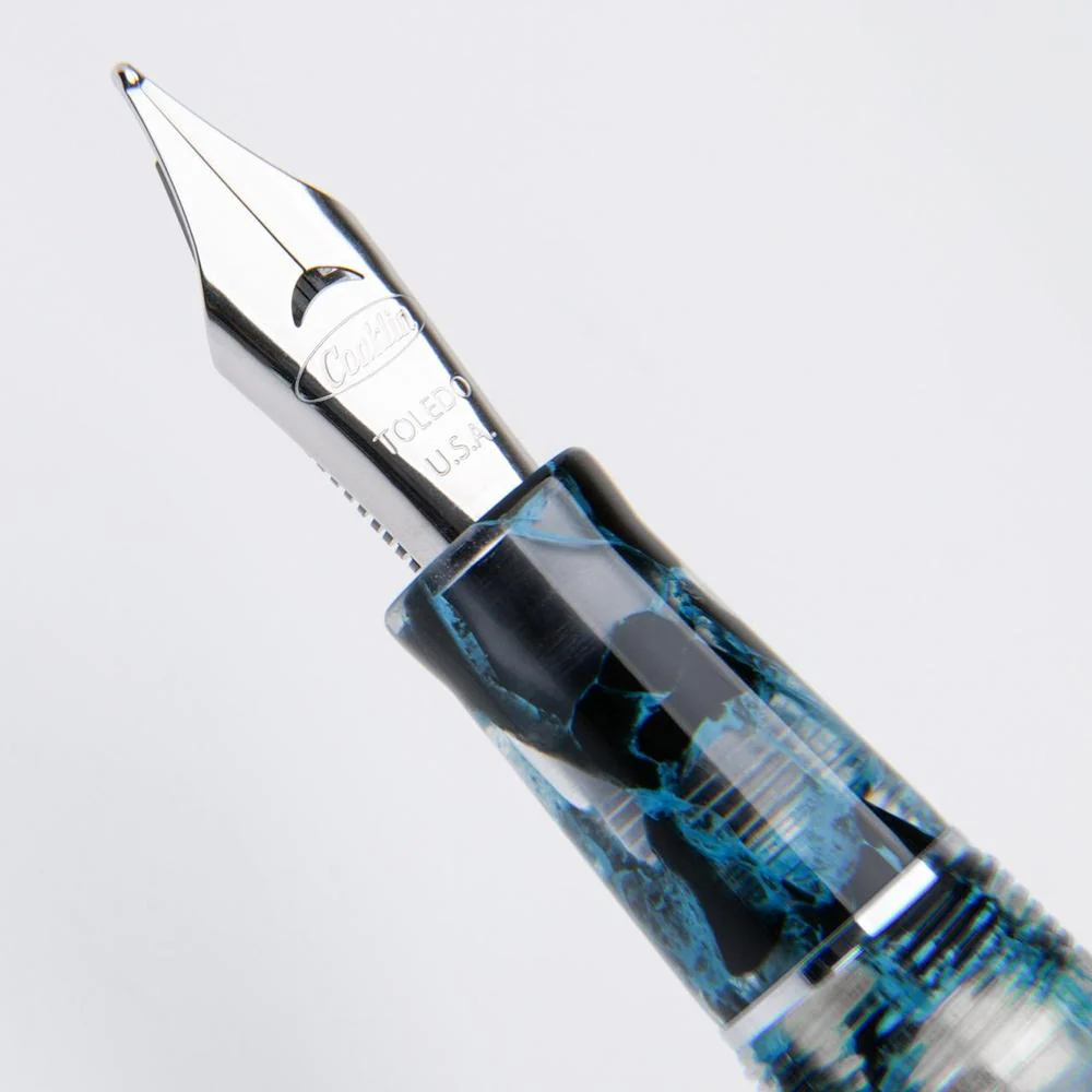 Conklin Fountain Pen - Mark Twain Crescent - Blue Array w/ Chrome - Image 5
