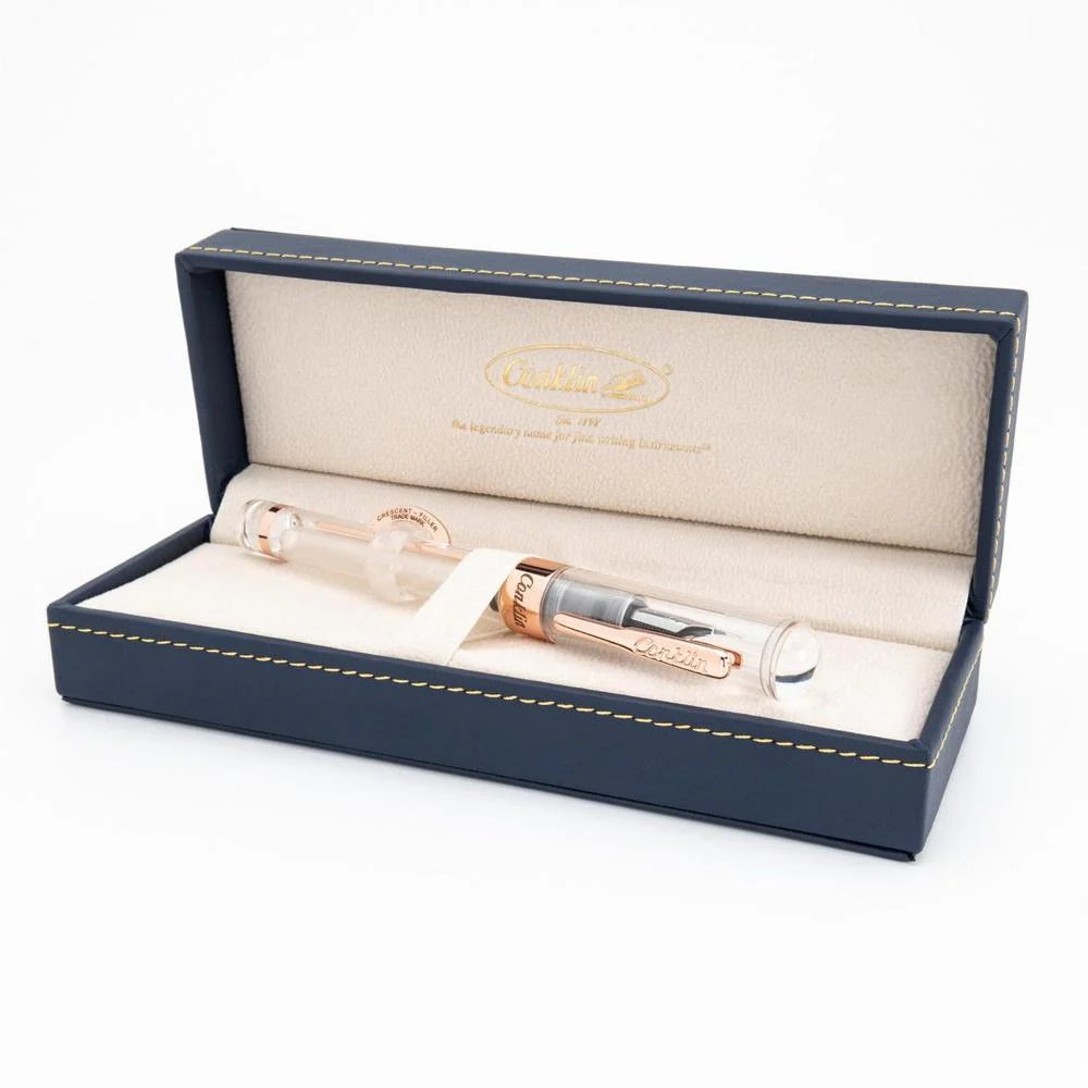 Conklin Fountain Pen - Mark Twain Crescent - Clear w/ Rose Gold - Image 10