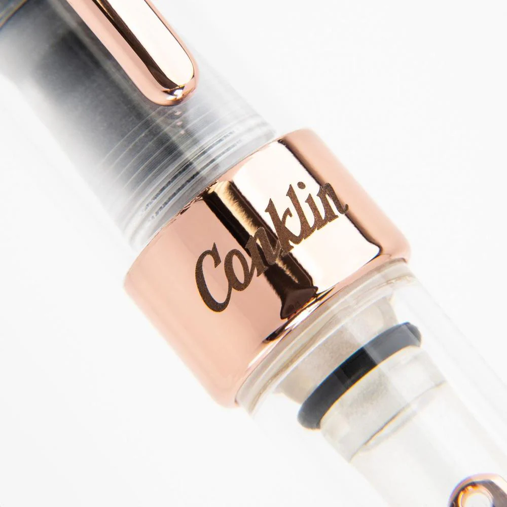 Conklin Fountain Pen - Mark Twain Crescent - Clear w/ Rose Gold - Image 6