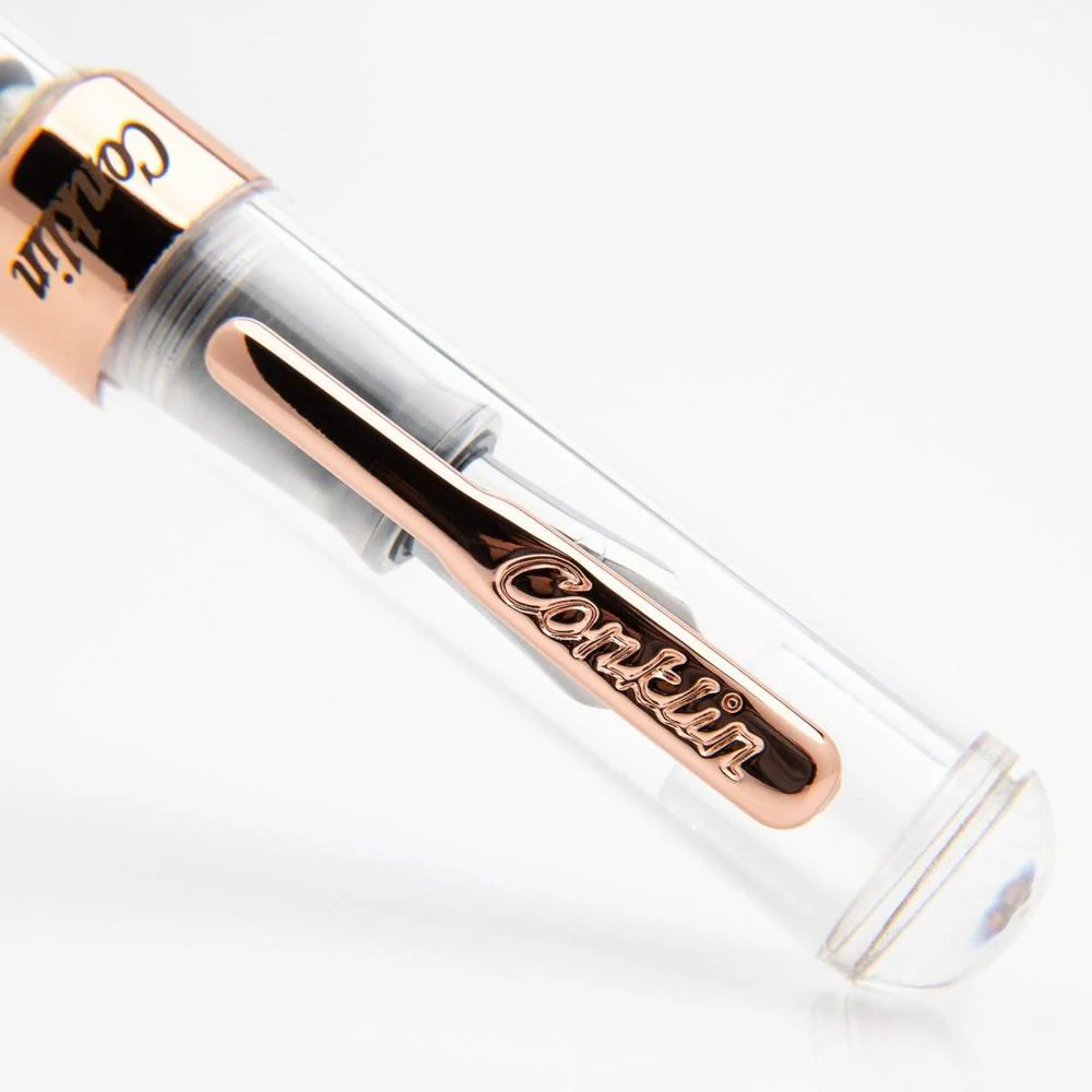 Conklin Fountain Pen - Mark Twain Crescent - Clear w/ Rose Gold - Image 7