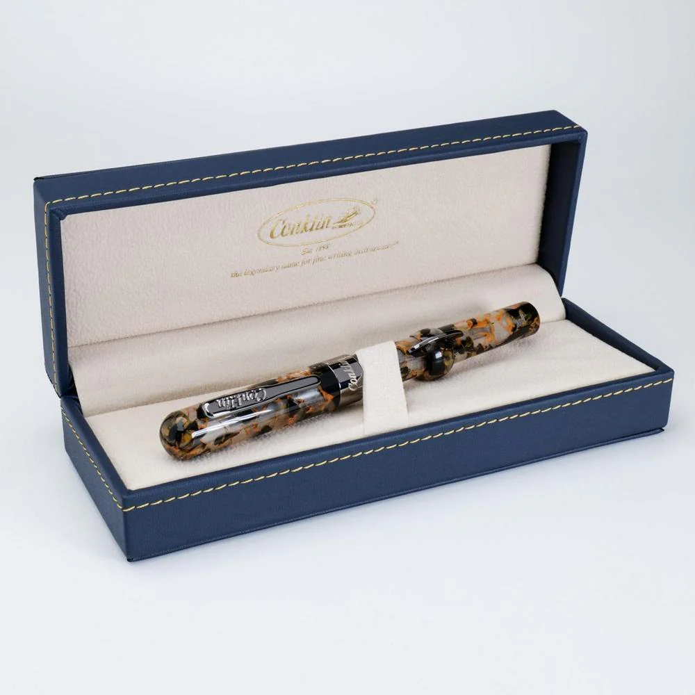 Conklin Fountain Pen - Mark Twain Crescent - Orange Medley w/ Gunmetal - Image 6