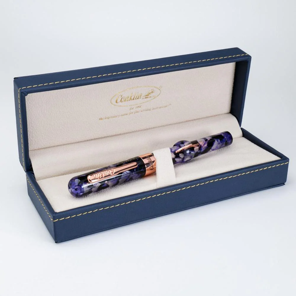 Conklin Fountain Pen - Mark Twain Crescent - Purple Fusion w/ Rosegold - Image 6