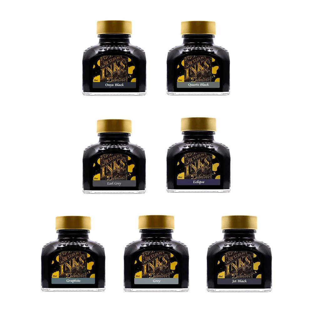 Diamine Ink Bottle (30ml / 80ml) - Black & Grey - Image 3