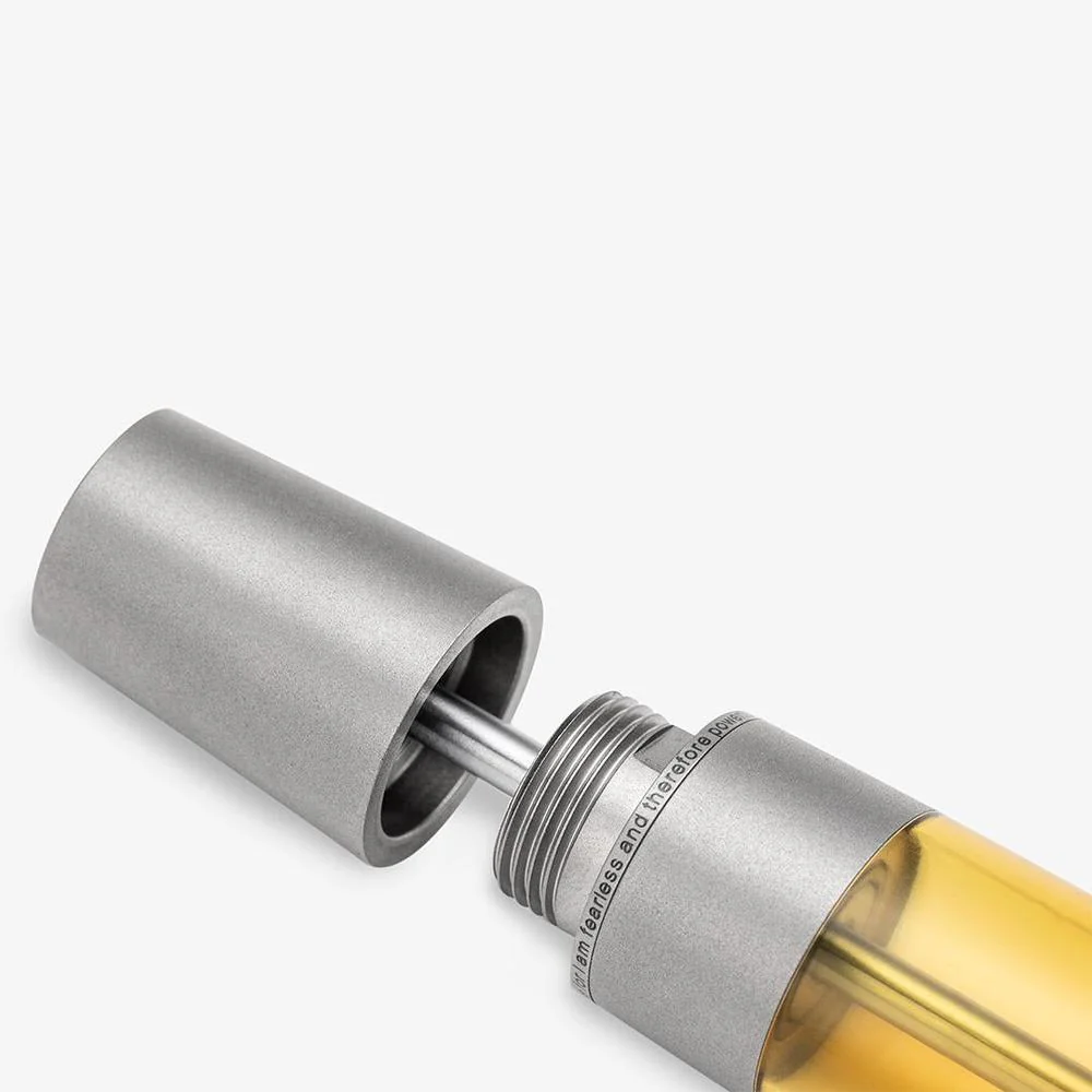 Gravitas Fountain Pen - Monster Grade 5 Titanium Stone Washed  + Ultem Barrel - Image 3