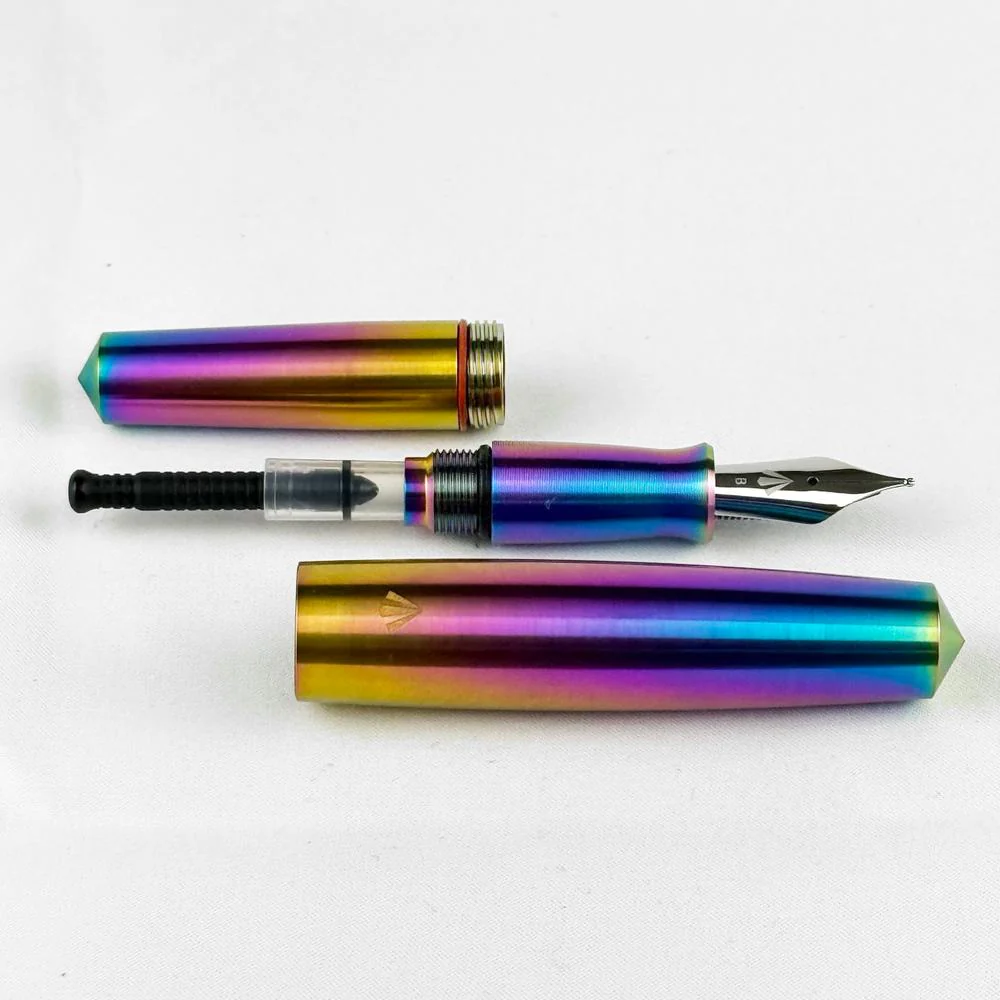 Gravitas Fountain Pen - Pocket - Grade 5 Titanium Rainbow Skittle PVD - Limited Edition (2025) - Image 2
