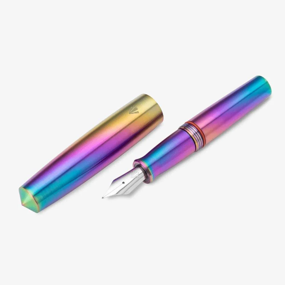 Gravitas Fountain Pen - Pocket - Grade 5 Titanium Rainbow Skittle PVD - Limited Edition (2025) - Image 3