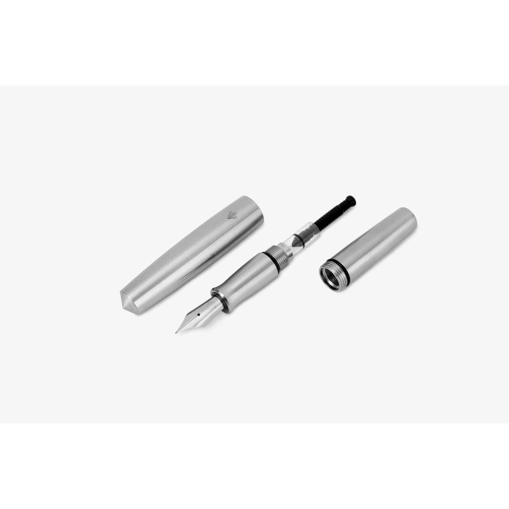 Gravitas Fountain Pen - Pocket - Raw Stainless Steel - Image 3