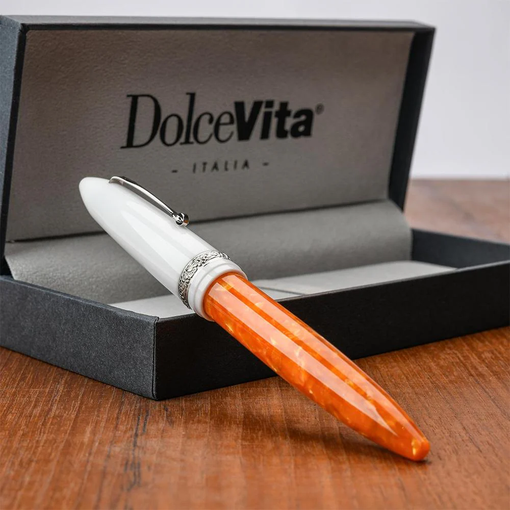 Leonardo Fountain Pen - DolceVita Furore - White Orange (Terra degli Aranci) - Image 13