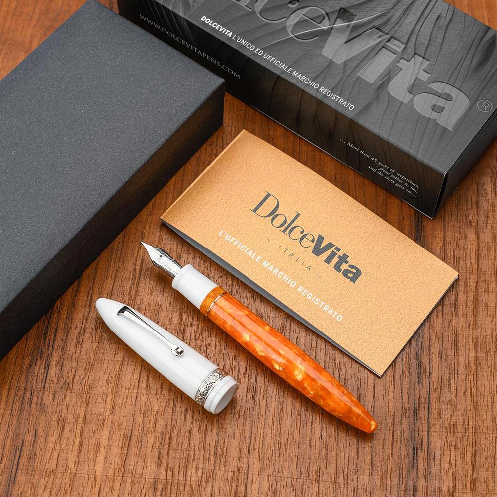 Leonardo Fountain Pen - DolceVita Furore - White Orange (Terra degli Aranci) - Image 17