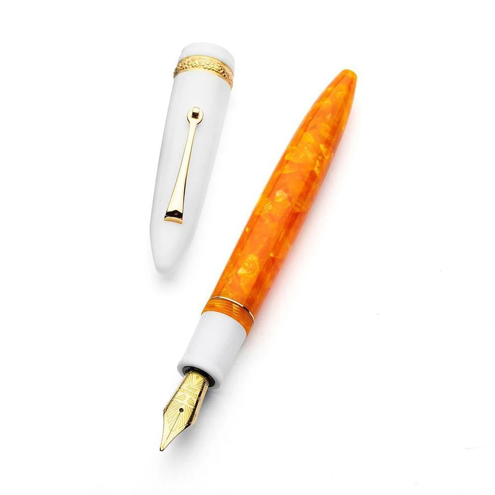 Leonardo Fountain Pen - DolceVita Furore - White Orange (Terra degli Aranci) - Image 3