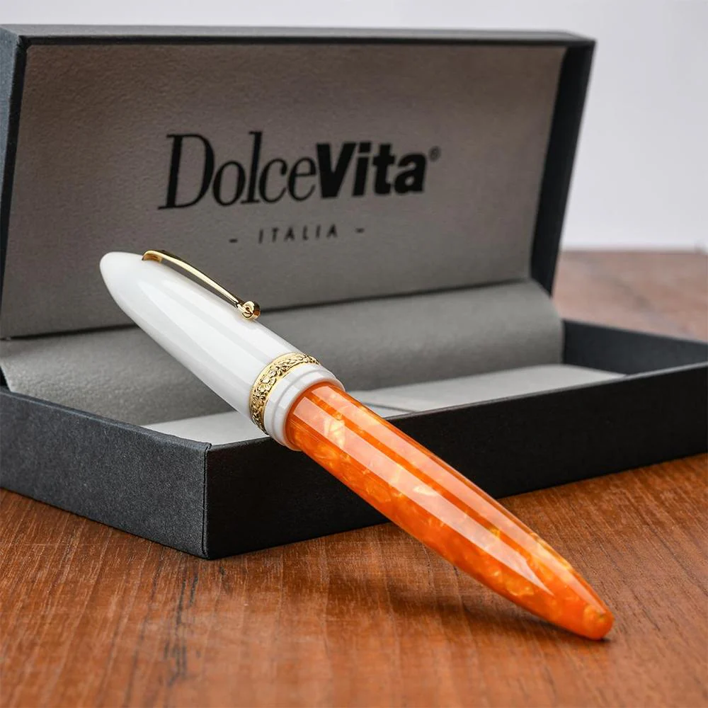 Leonardo Fountain Pen - DolceVita Furore - White Orange (Terra degli Aranci) - Image 4