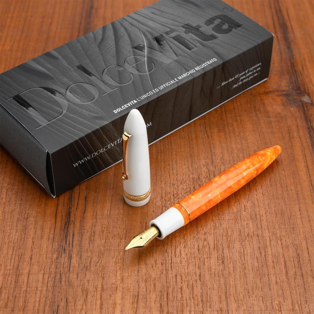 Leonardo Fountain Pen - DolceVita Furore - White Orange (Terra degli Aranci) - Image 7