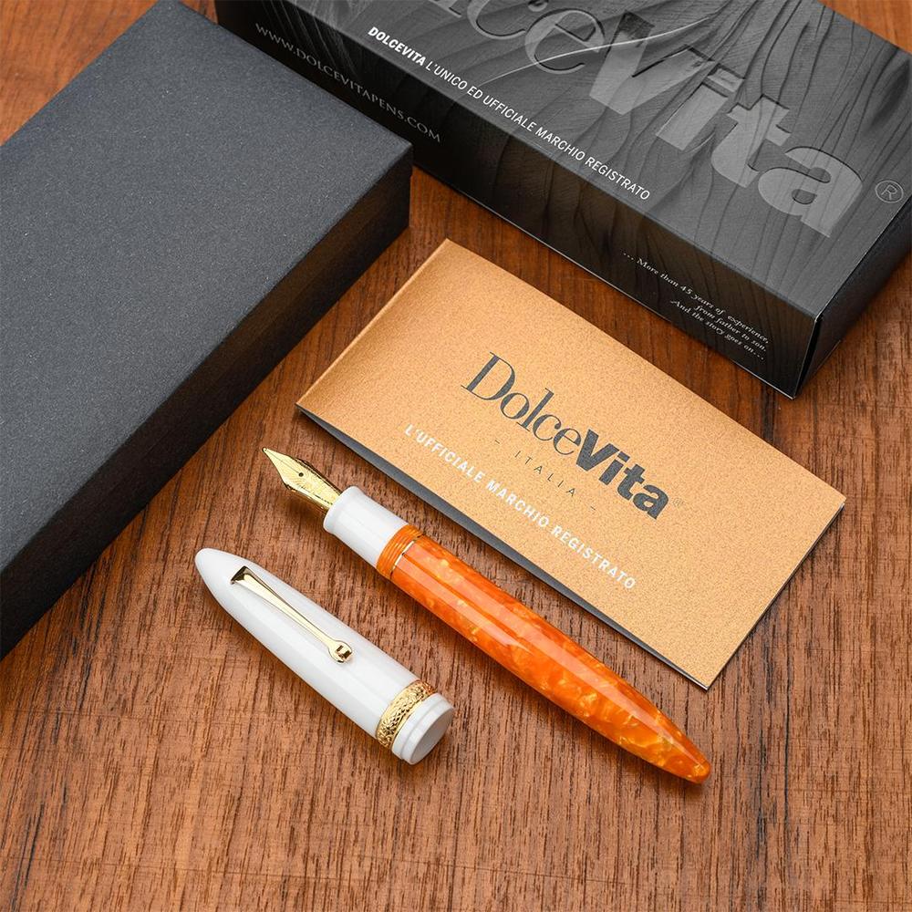 Leonardo Fountain Pen - DolceVita Furore - White Orange (Terra degli Aranci) - Image 8