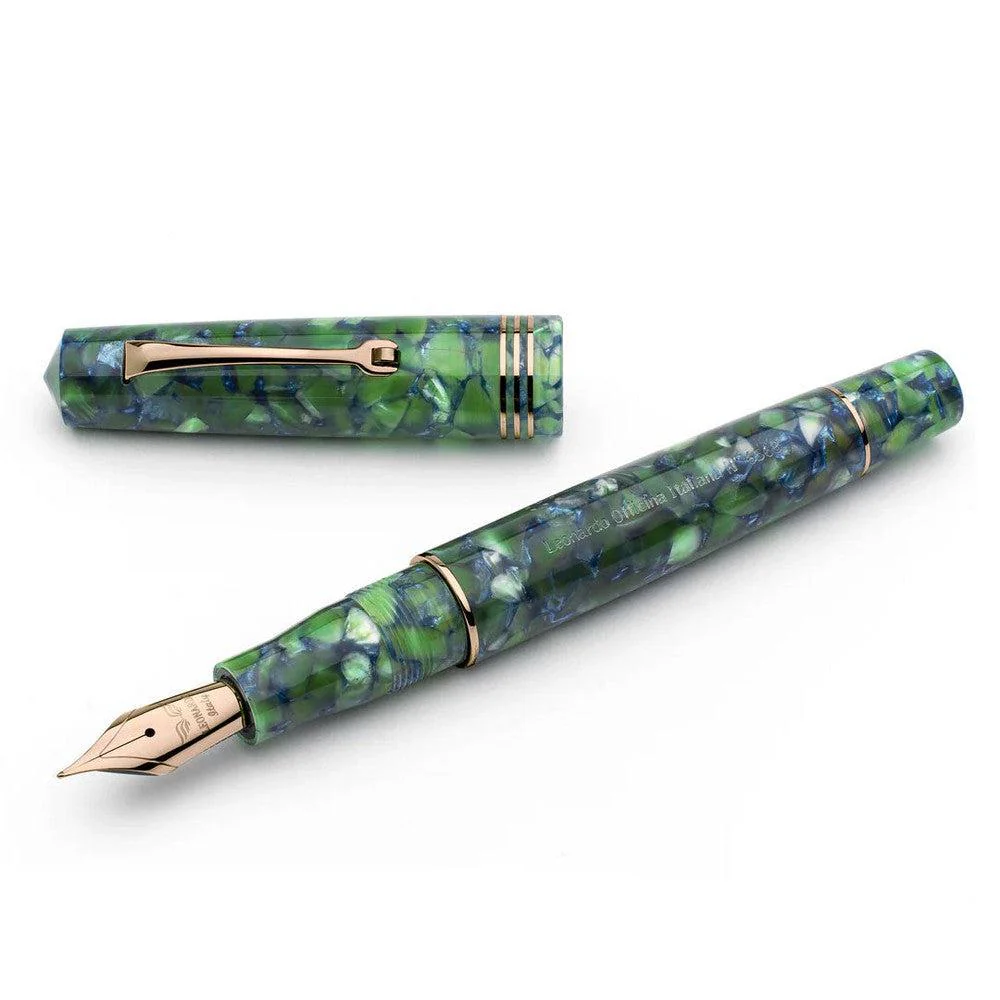 Leonardo Fountain Pen - Momento Zero (14K Gold) - Green / Blue Iride - Image 7