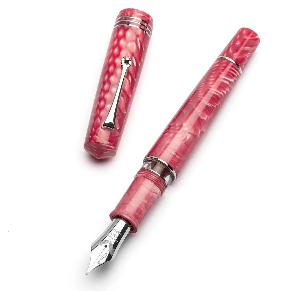 Leonardo Fountain Pen - Momento Zero Grande 2.0 - Dragon Skin Pink (8mm, Stainless Steel) - Special Edition (2025) - Image 3