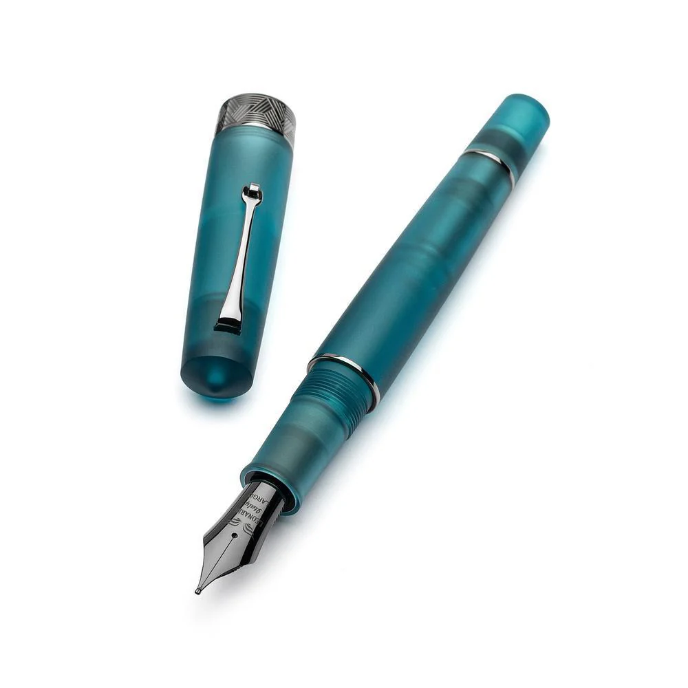 Leonardo Fountain Pen - Momento Zero Grande Pura Frosted - Petrol (8mm, Stainless Steel) - Image 8