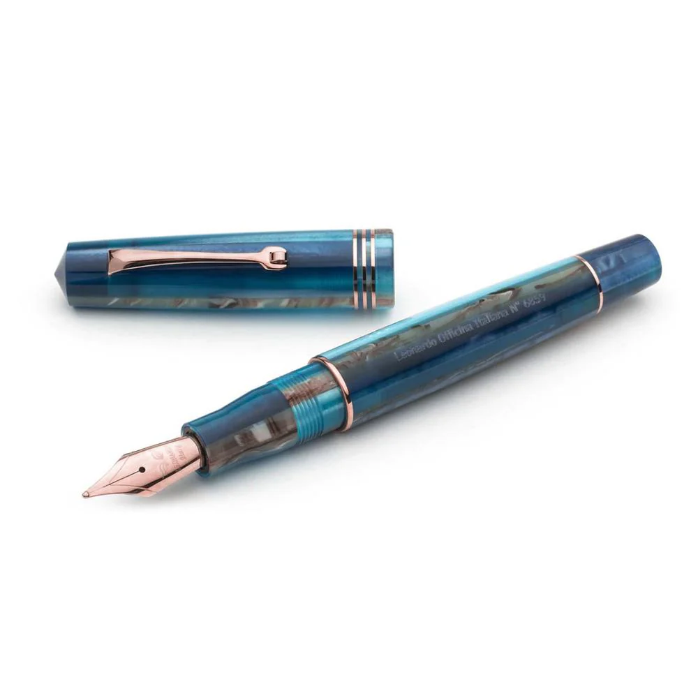 Leonardo Fountain Pen - Momento Zero (Stainless Steel) - Blue Hawaii - Image 8