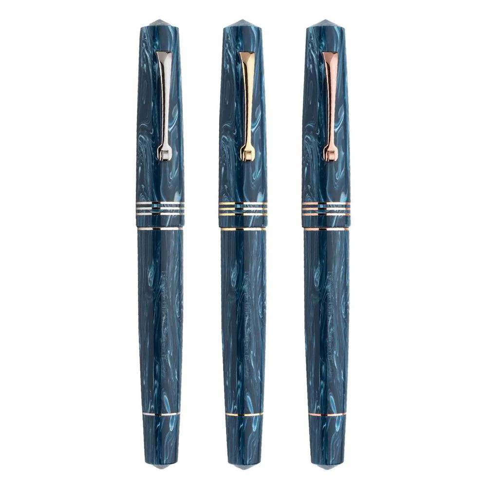 Leonardo Fountain Pen - Momento Zero (Stainless Steel) - Blue Positano - Image 2