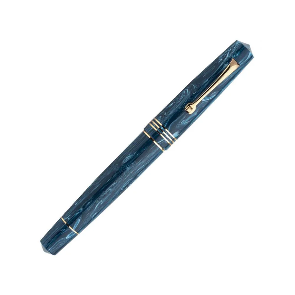 Leonardo Fountain Pen - Momento Zero (Stainless Steel) - Blue Positano - Image 3
