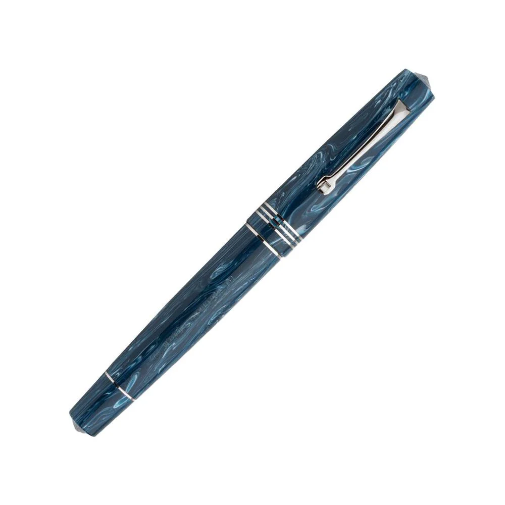 Leonardo Fountain Pen - Momento Zero (Stainless Steel) - Blue Positano - Image 5
