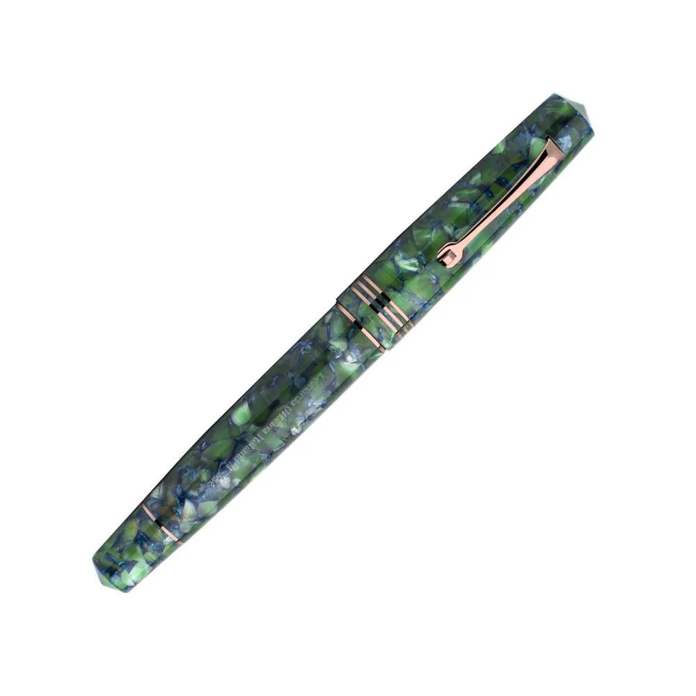 Leonardo Fountain Pen - Momento Zero (Stainless Steel) - Green / Blue Iride - Image 3