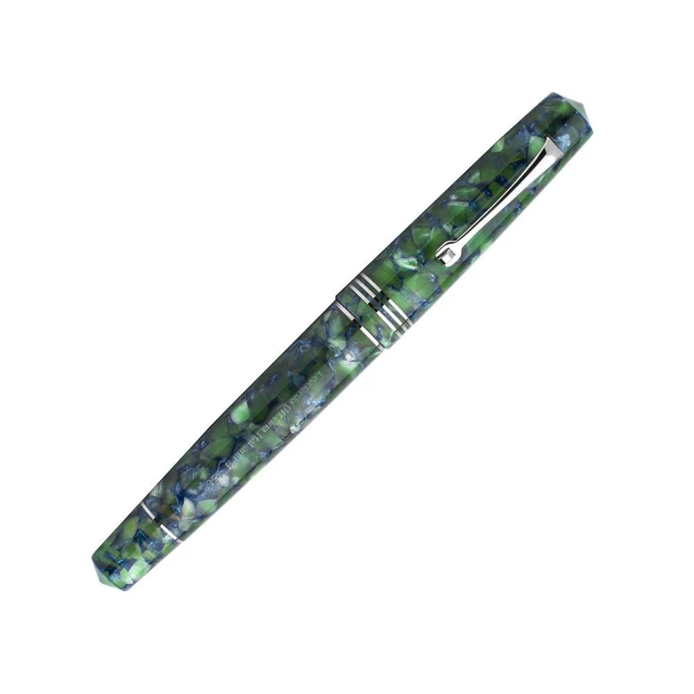 Leonardo Fountain Pen - Momento Zero (Stainless Steel) - Green / Blue Iride - Image 5