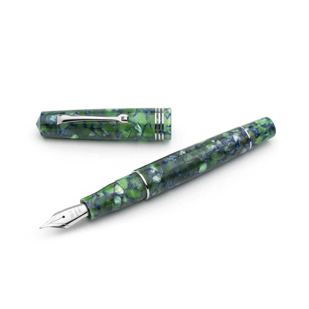 Leonardo Fountain Pen - Momento Zero (Stainless Steel) - Green / Blue Iride - Image 6