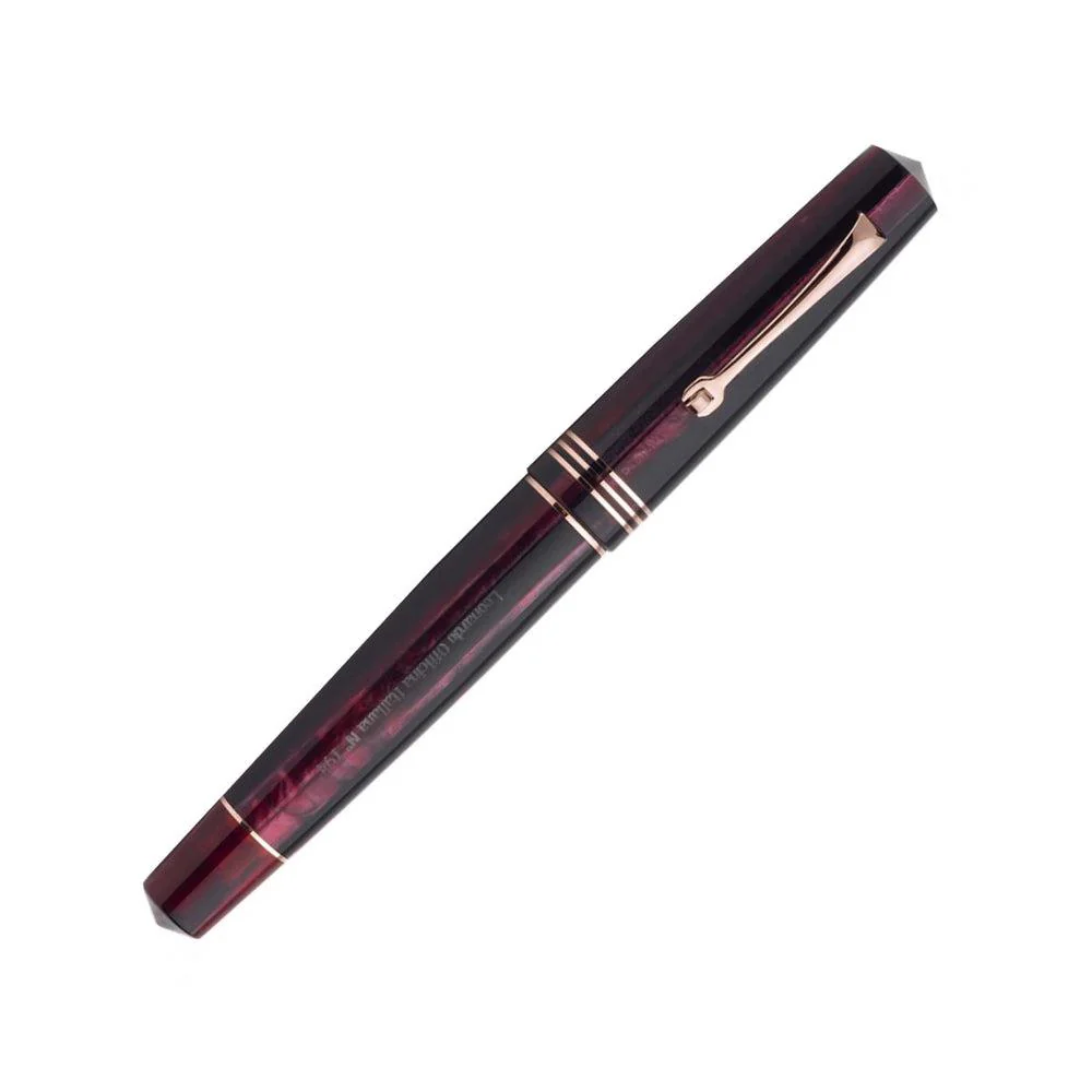 Leonardo Fountain Pen - Momento Zero (Stainless Steel) - Prugna (Prune) - Image 2