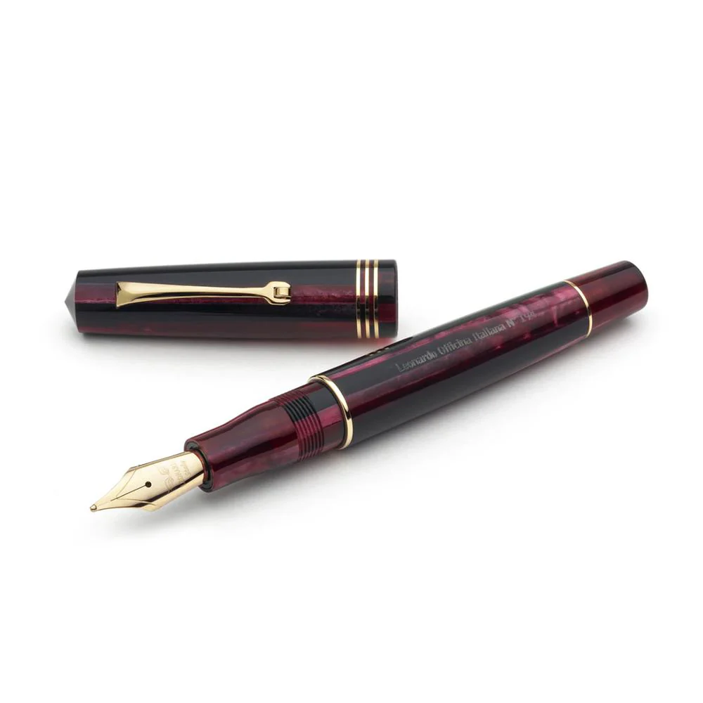 Leonardo Fountain Pen - Momento Zero (Stainless Steel) - Prugna (Prune) - Image 7