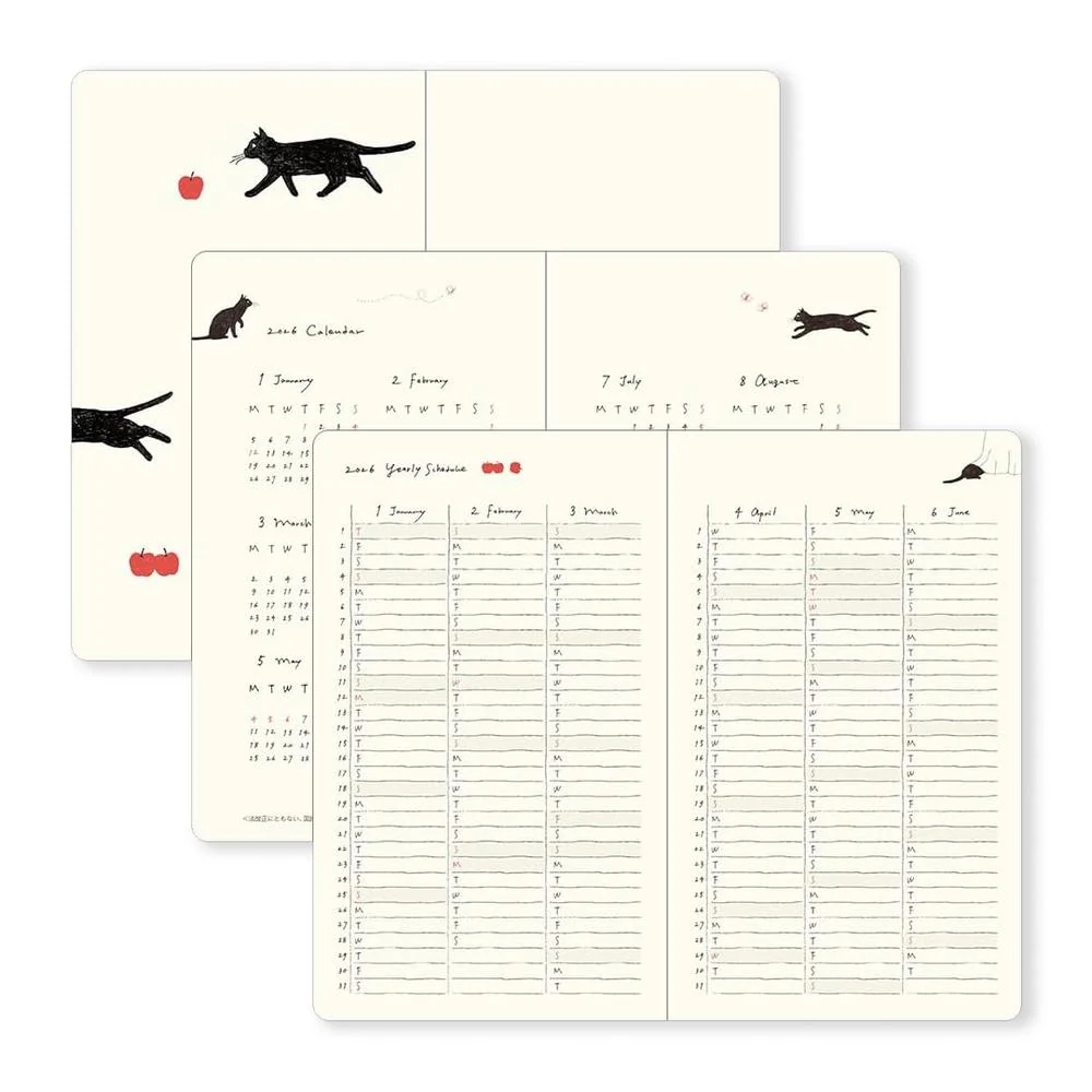 Midori Diary (B6) - Book Style Diary - Cat Navy - Image 3