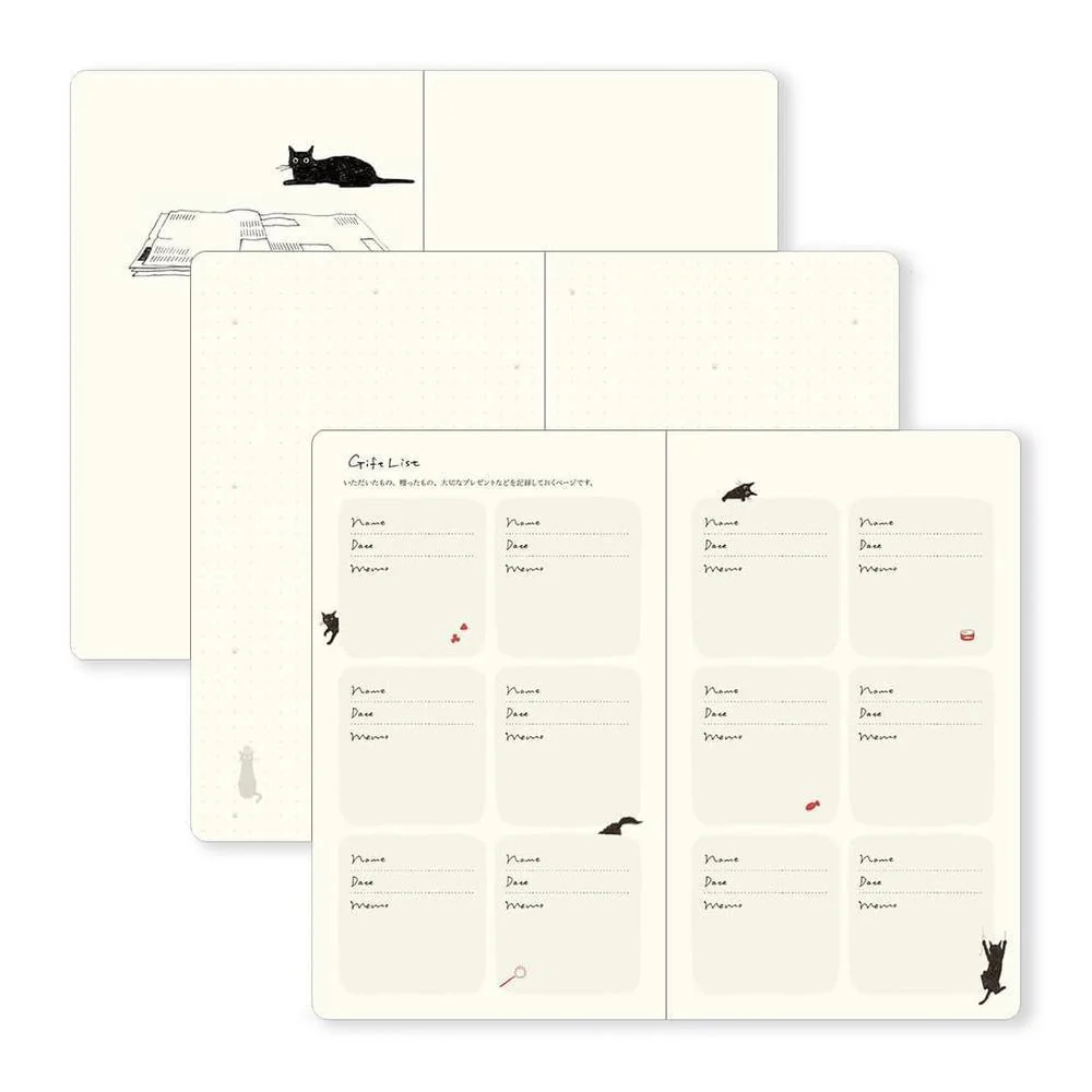 Midori Diary (B6) - Book Style Diary - Cat Navy - Image 4