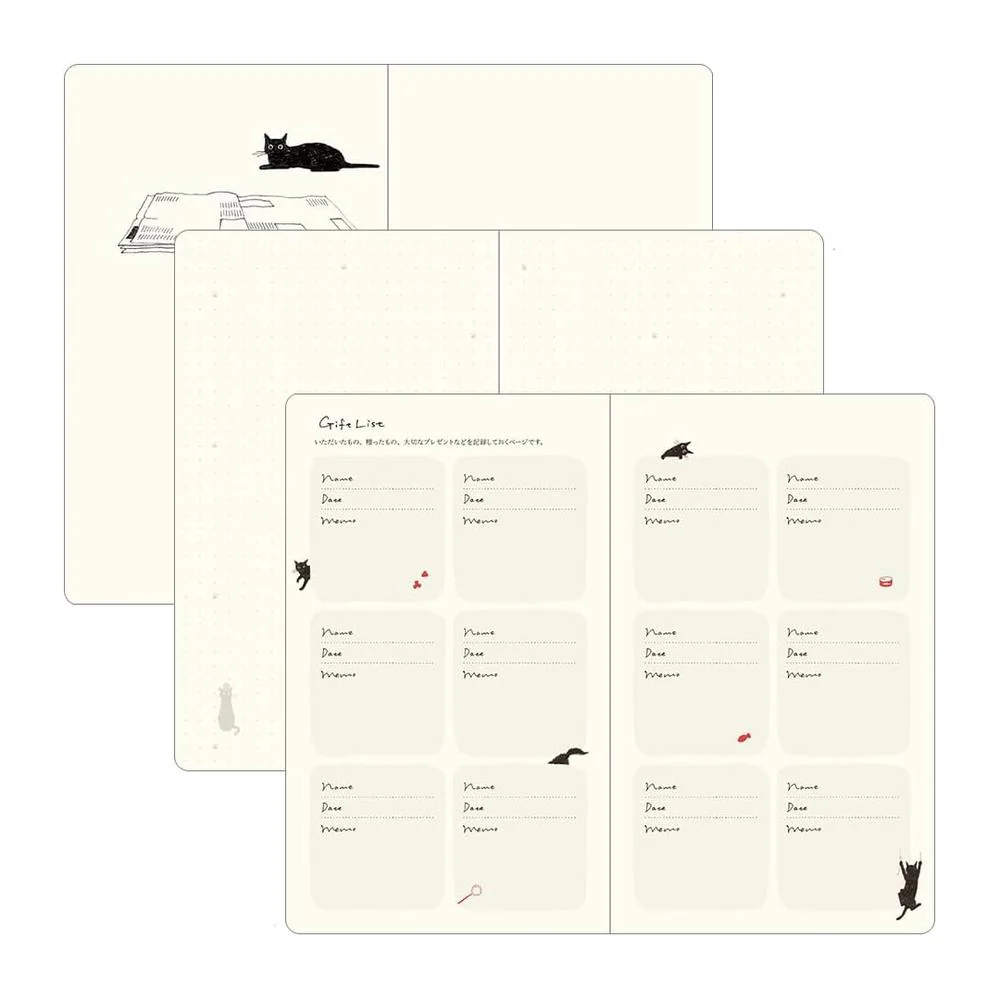 Midori Diary (B6) - Book Style Diary - Cat Navy - Image 6