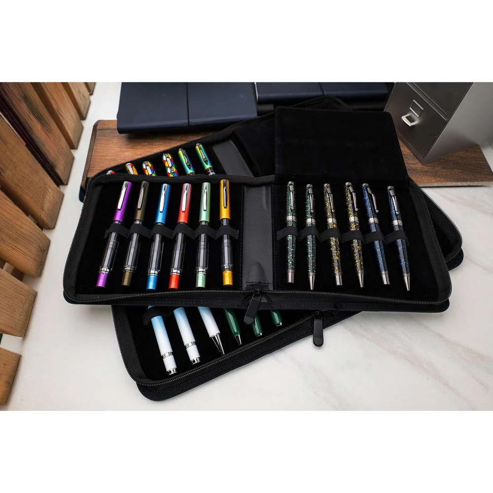 Monteverde Pen Case (12 Slots) - Deluxe Collection - Vegan Leather Zipper Pen Case - Image 3