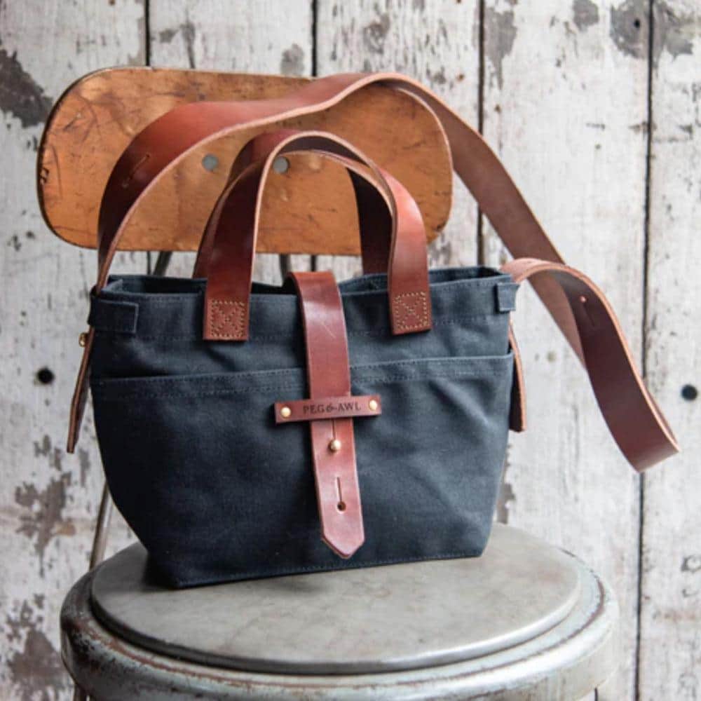 Peg and Awl Tote Bag - Mini Waxed Canvas Tote - Image 3