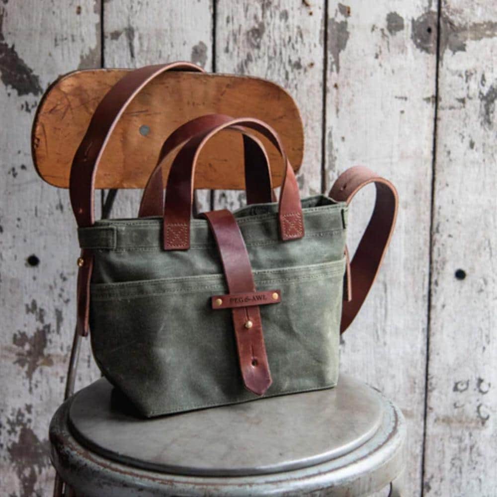 Peg and Awl Tote Bag - Mini Waxed Canvas Tote - Image 4
