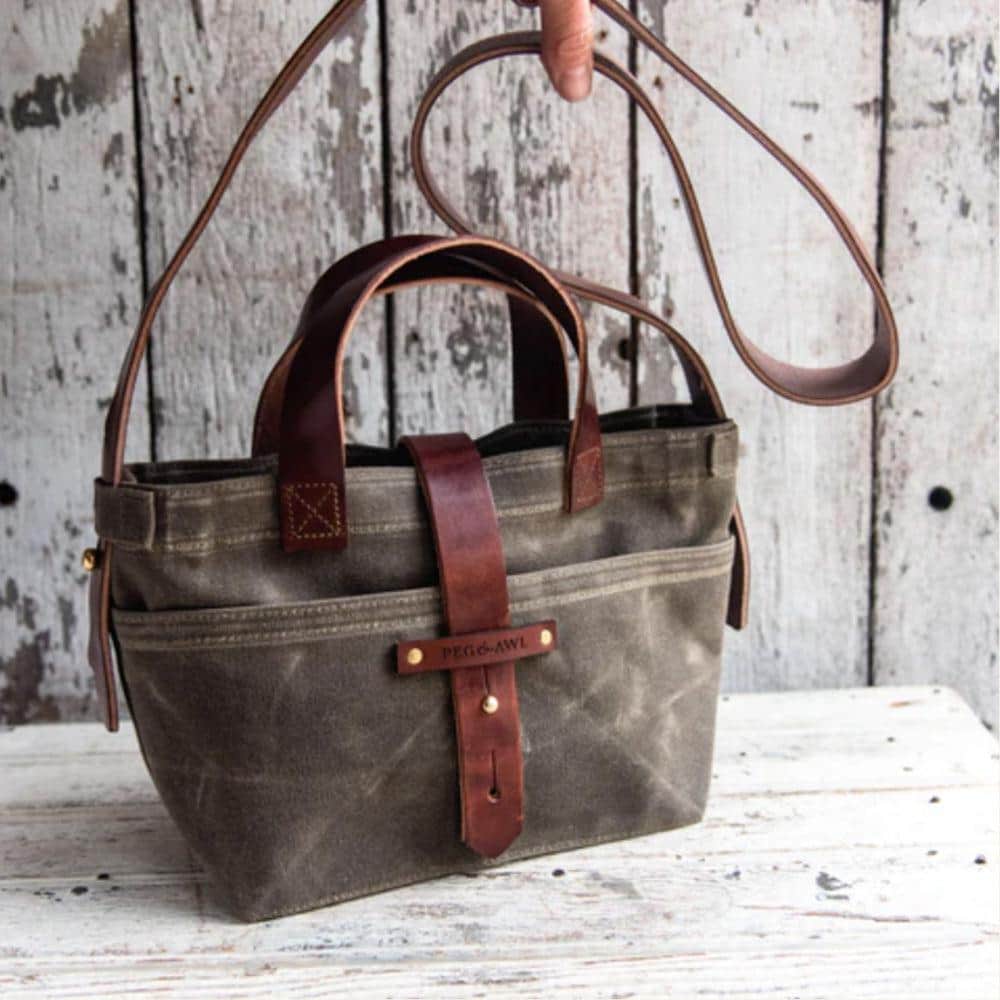 Peg and Awl Tote Bag - Mini Waxed Canvas Tote - Image 5