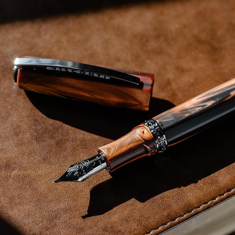 Visconti Fountain Pen - Medici Briarwood - Ruthenium Trims - Image 3