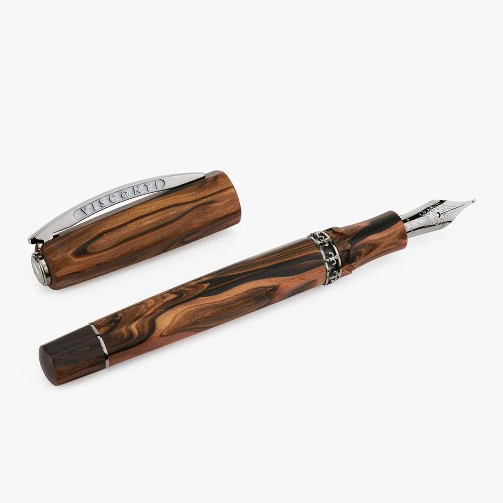 Visconti Fountain Pen - Medici Briarwood - Ruthenium Trims - Image 7