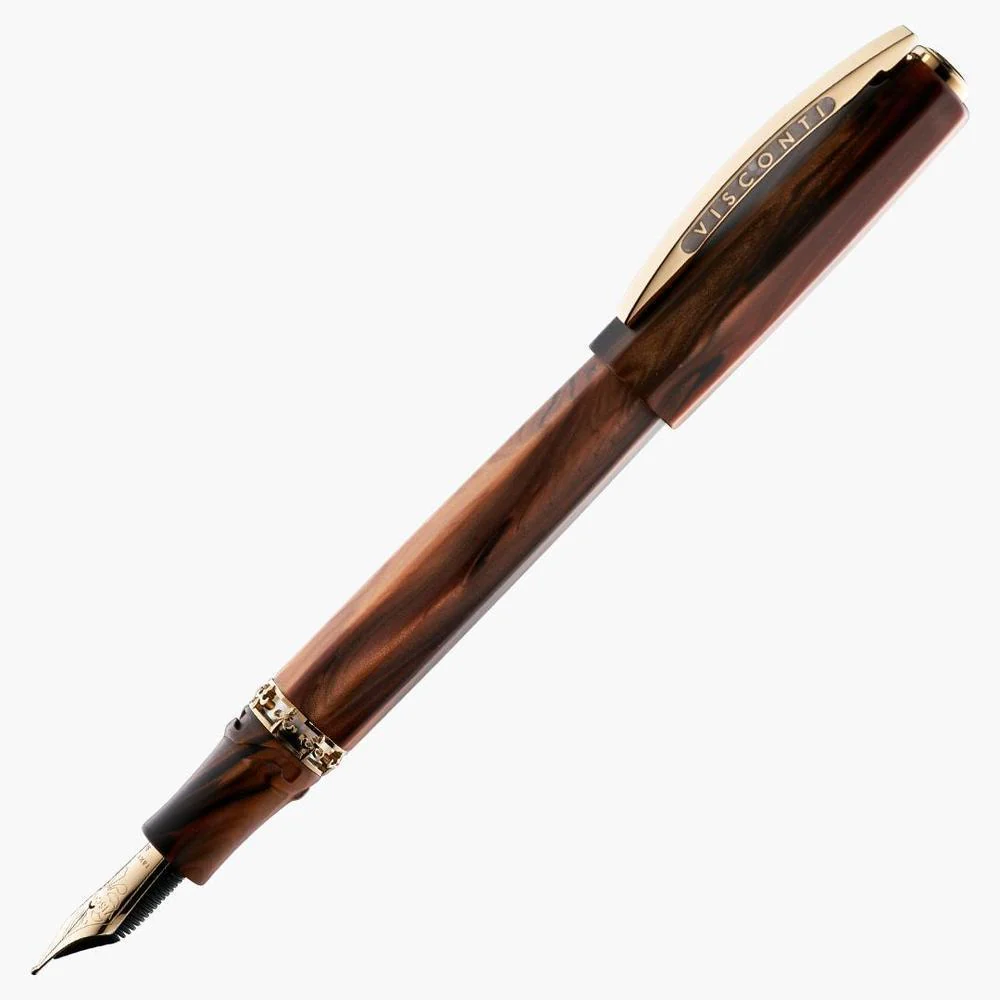 Visconti Fountain Pen - Medici Briarwood - Yellow Gold Trims - Image 10