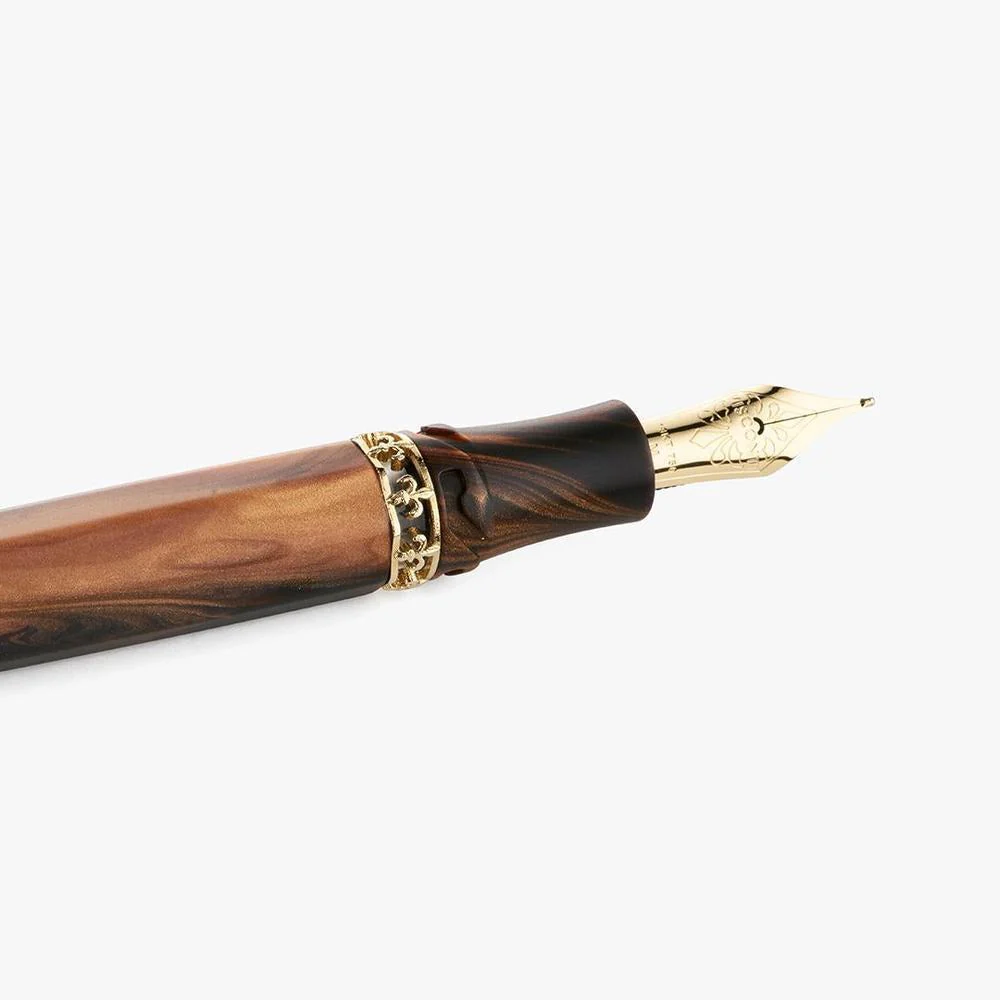 Visconti Fountain Pen - Medici Briarwood - Yellow Gold Trims - Image 13