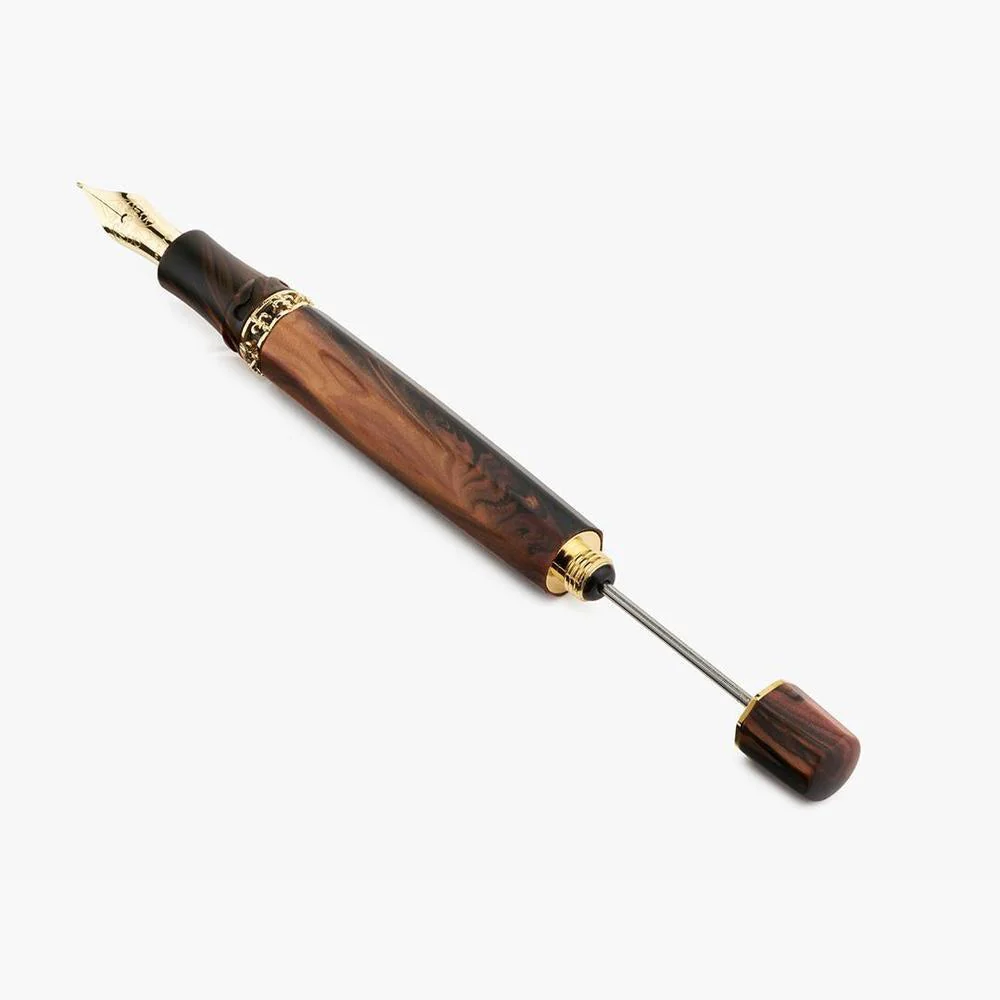 Visconti Fountain Pen - Medici Briarwood - Yellow Gold Trims - Image 15